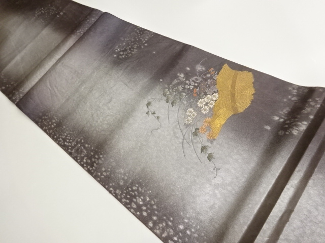 JAPANESE FUKURO OBI / WOVEN FLORAL PLANTS